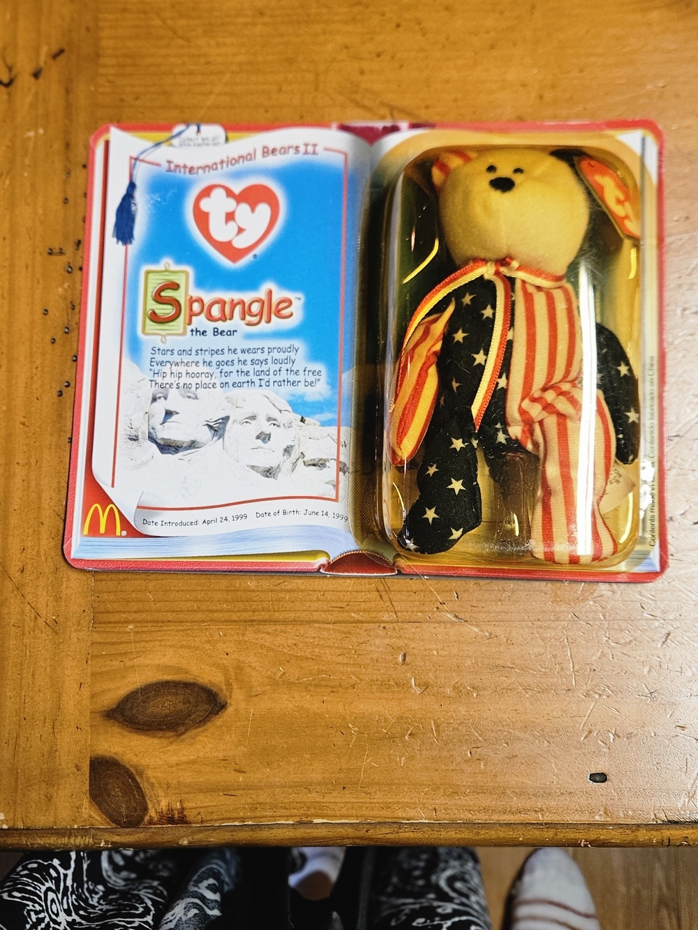 McDonald's Ty Spangle Bear Plush - Yellow, Red, Blue, White